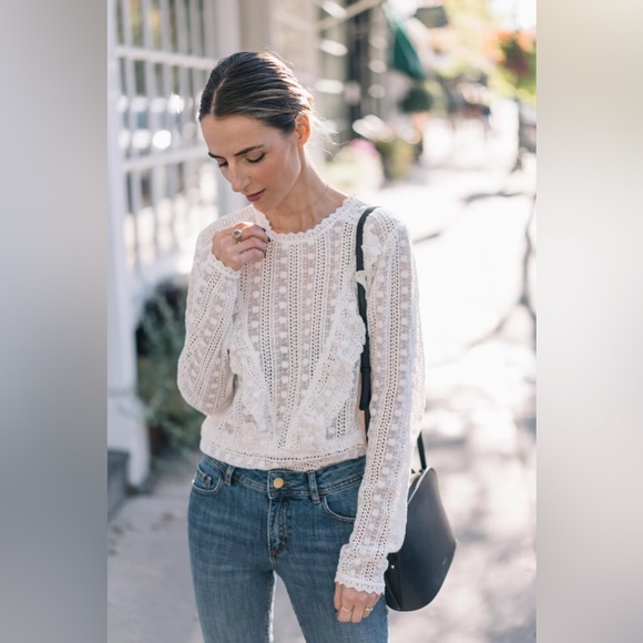 Sezane Madeleine Lace Blouse White - Picture 12 of 16
